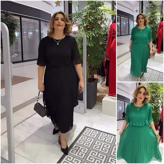 🎉New product launch💐 – solid color loose half-sleeved round neck dress